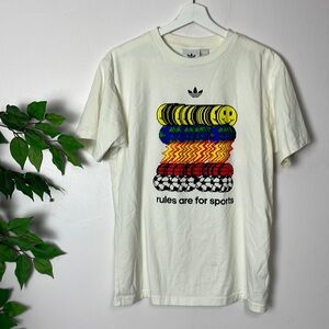 🙂 ADIDAS rules are for sports graphic colorful t shirt tee S 🙂